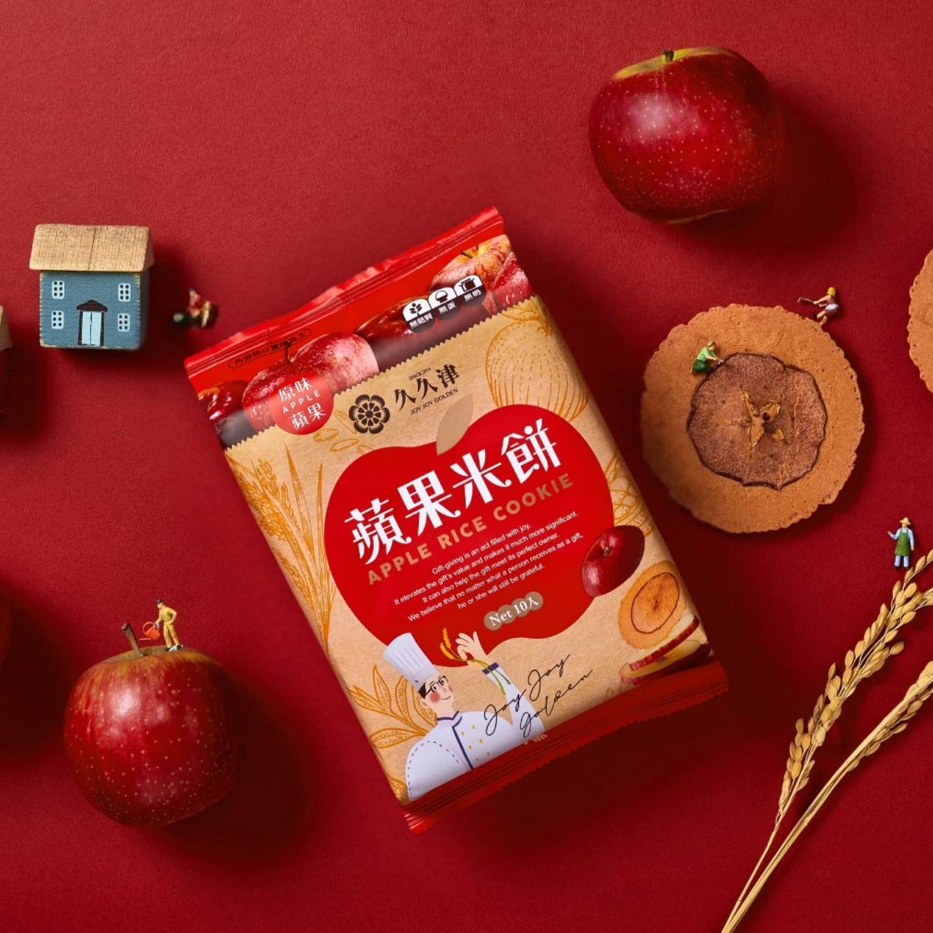 Joy Joy Golden - Apple Rice Crackers (10pcs)