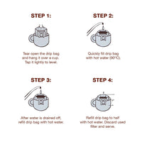 Instructions for drip bag coffee